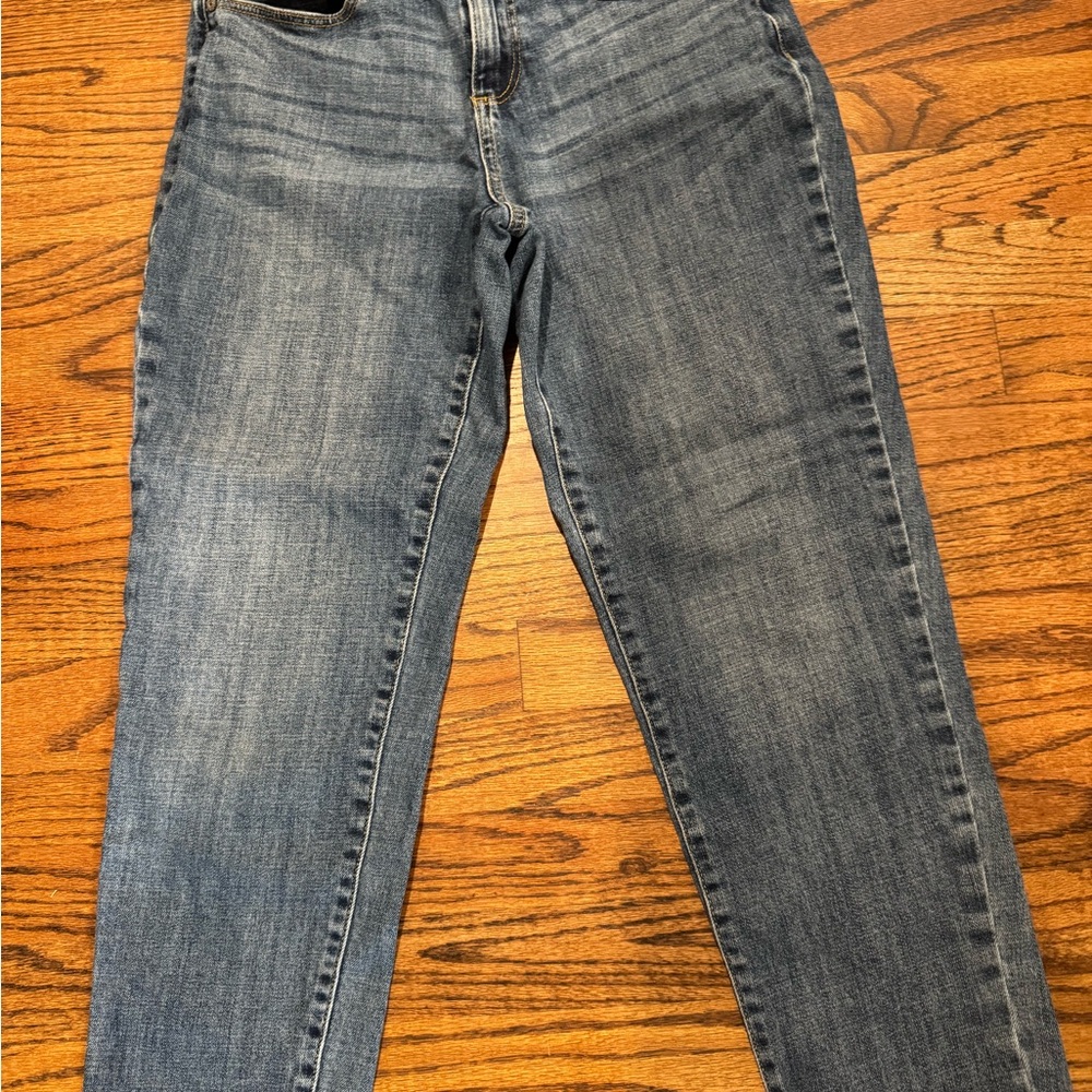 Talbots Boyfriend Jeans - Medium Blue Denim with Yellow Stitching - Picture 2 of 3